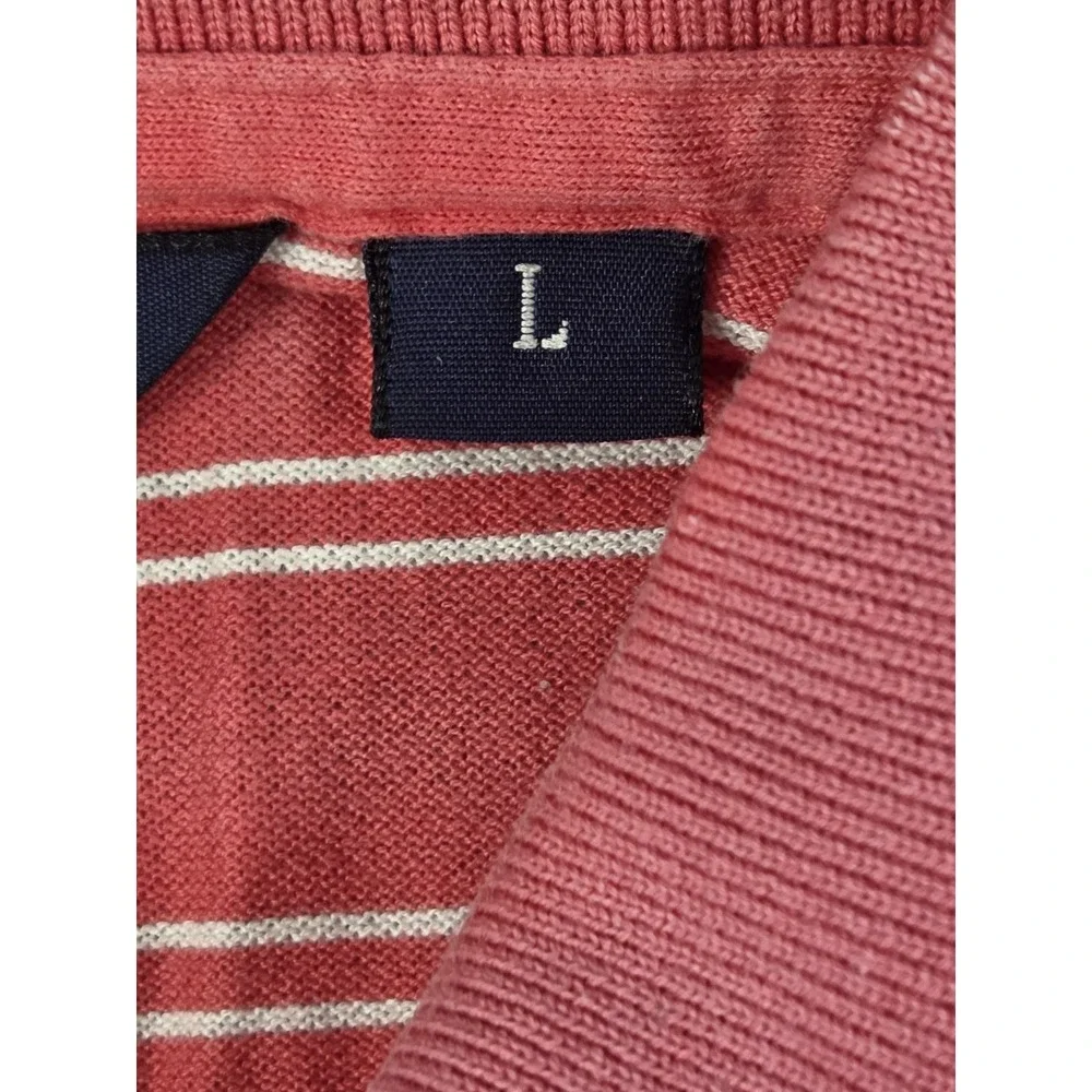 Polo Golf Ralph Lauren Mens Pink White Striped Pima Cotton Polo‎ Shirt Preppy